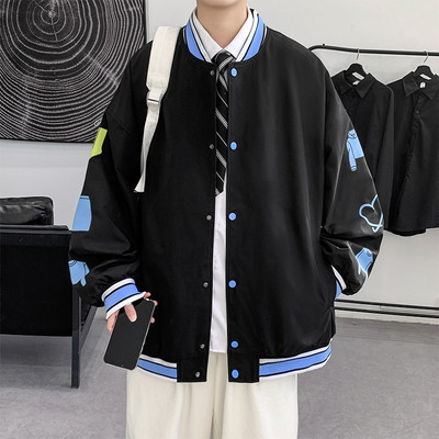 Tanak muški sako s gumbima u bejzbol stilu