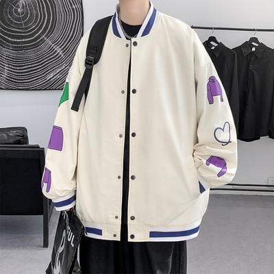 Tanak muški sako s gumbima u bejzbol stilu