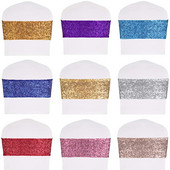 10/50 komada Pojas za stolicu sa šljokicama Pojas Navlaka za vezivanje Vjenčanje Podvezica Ukras Čvor Vrpca Banket Party Rođendan Dekoracija kuće Kuhinja