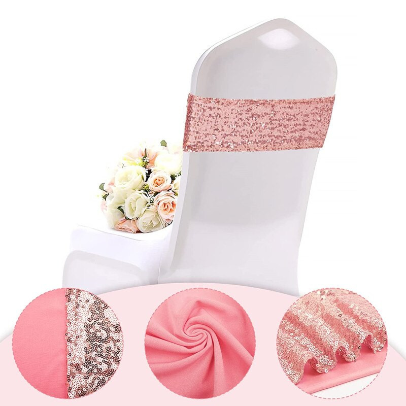 10/50 komada Pojas za stolicu sa šljokicama Pojas Navlaka za vezivanje Vjenčanje Podvezica Ukras Čvor Vrpca Banket Party Rođendan Dekoracija kuće Kuhinja