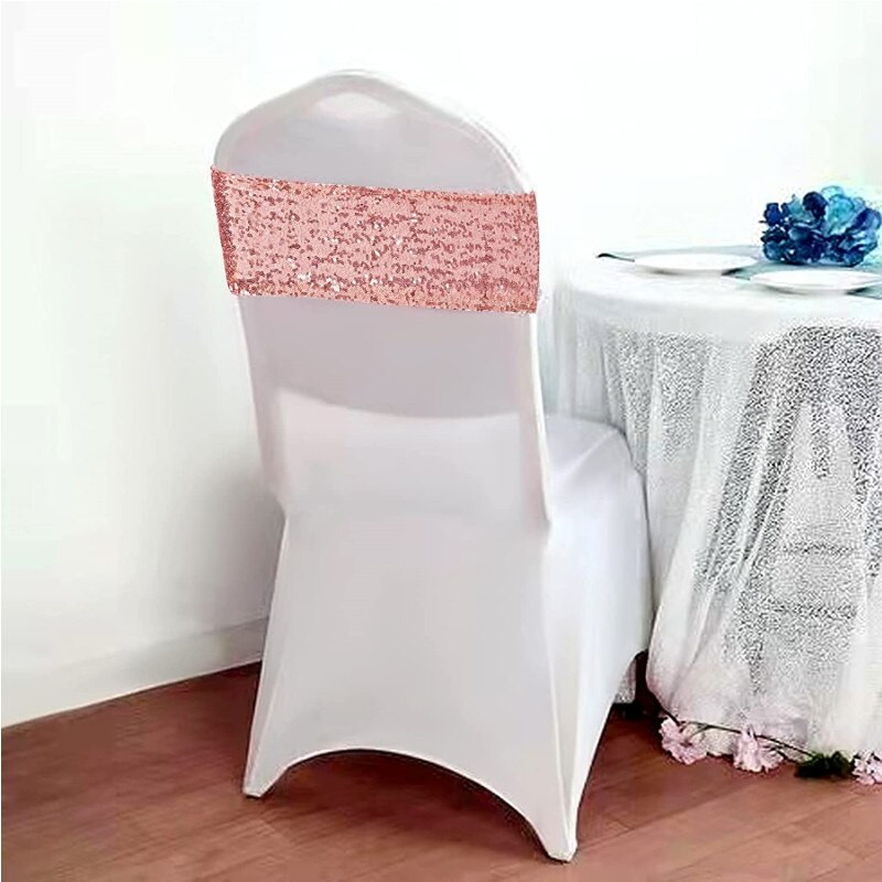 10/50 komada Pojas za stolicu sa šljokicama Pojas Navlaka za vezivanje Vjenčanje Podvezica Ukras Čvor Vrpca Banket Party Rođendan Dekoracija kuće Kuhinja