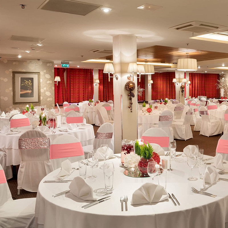 10/50 komada Pojas za stolicu sa šljokicama Pojas Navlaka za vezivanje Vjenčanje Podvezica Ukras Čvor Vrpca Banket Party Rođendan Dekoracija kuće Kuhinja