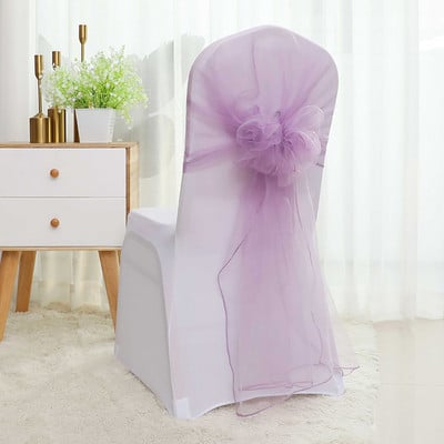 25 komada 65 x 275 cm prozirna organza stolica za vjenčanje Mašne Pojasnice Napa za stolac Čvor Vrpce Vezice Dekoracija događaja za hotelsku zabavu