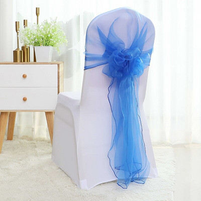 25 komada 65 x 275 cm prozirna organza stolica za vjenčanje Mašne Pojasnice Napa za stolac Čvor Vrpce Vezice Dekoracija događaja za hotelsku zabavu