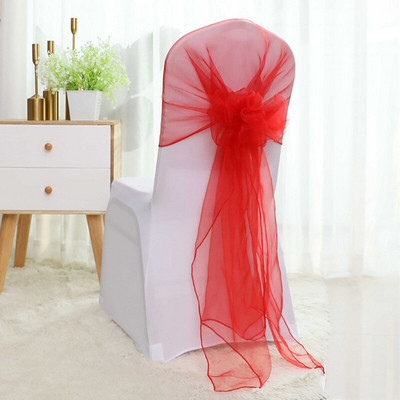 25 komada 65 x 275 cm prozirna organza stolica za vjenčanje Mašne Pojasnice Napa za stolac Čvor Vrpce Vezice Dekoracija događaja za hotelsku zabavu