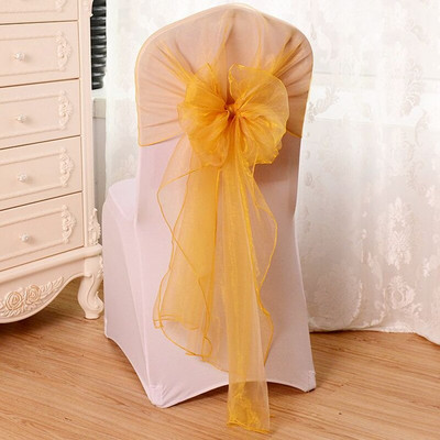 25 komada 65 x 275 cm prozirna organza stolica za vjenčanje Mašne Pojasnice Napa za stolac Čvor Vrpce Vezice Dekoracija događaja za hotelsku zabavu