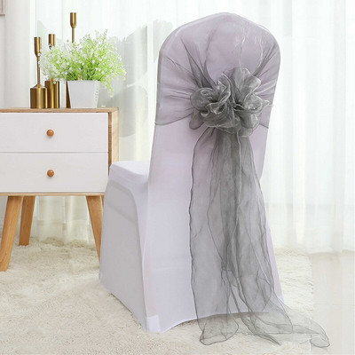 25 komada 65 x 275 cm prozirna organza stolica za vjenčanje Mašne Pojasnice Napa za stolac Čvor Vrpce Vezice Dekoracija događaja za hotelsku zabavu