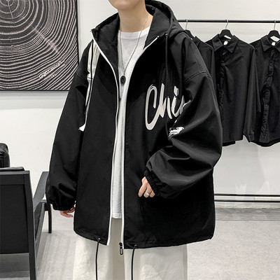 Muška jesenska jakna s printom i kapuljačom