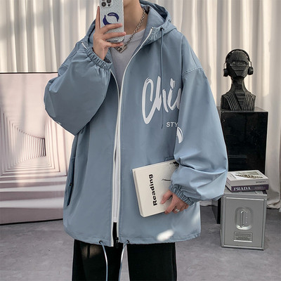 Muška jesenska jakna s printom i kapuljačom