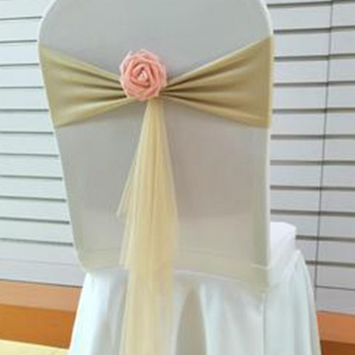 5db Székszárnyak Vidéki esküvői dekoráció csinos csomó függöny masni szalag parti bankett hátlapok dekoráció kék organza virág