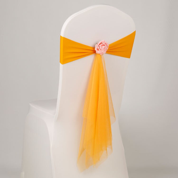 5db Székszárnyak Vidéki esküvői dekoráció csinos csomó függöny masni szalag parti bankett hátlapok dekoráció kék organza virág