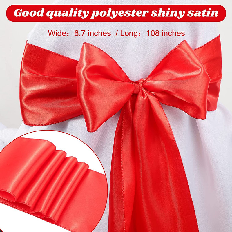 10/50 vienetų satino kėdžių varčios lankeliai vestuvių dekoravimui mazgo dangtelis atgal kaklaraištis Prekės banketų vakarėliams viešbučio renginiams dekoruoti