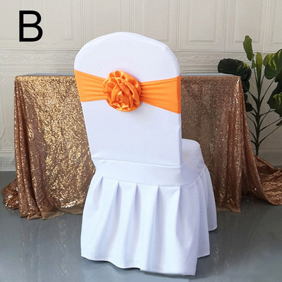 Elastična poliesterska traka za stolicu s čvorom rastezljiva traka za stolicu s velikim cvijetom za banket hotel vjenčanje rođendan rođendan dekoracija