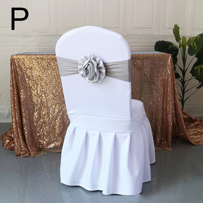 Elastična poliesterska traka za stolicu s čvorom rastezljiva traka za stolicu s velikim cvijetom za banket hotel vjenčanje rođendan rođendan dekoracija
