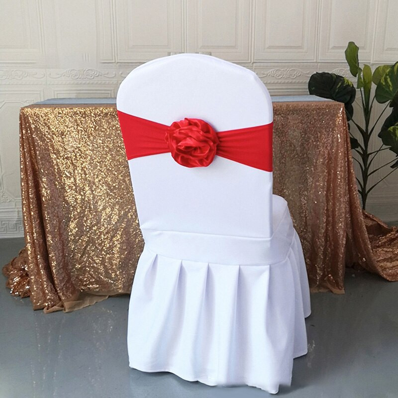 Elastična poliesterska traka za stolicu s čvorom rastezljiva traka za stolicu s velikim cvijetom za banket hotel vjenčanje rođendan rođendan dekoracija