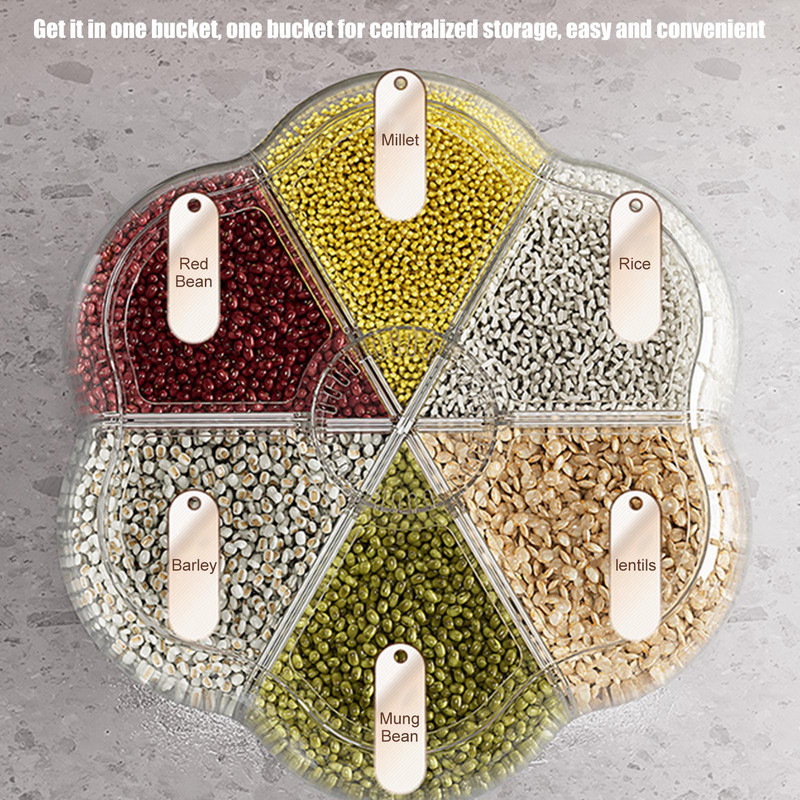 33 svarų besisukantis grūdų dozatorius, didelės talpos ryžių laikymo talpa, apvali sauso maisto dėžutė, virtuvės reikmenys, namų organizavimas