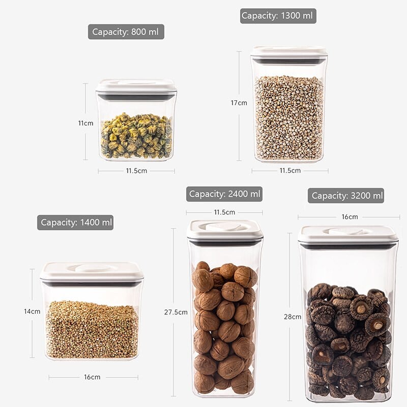 XiaoGui 800ML/1300ML/1400ML/2400ML/3200ML úložná krabica plastová kuchynská úložná krabica nádoby na potraviny kuchynské
