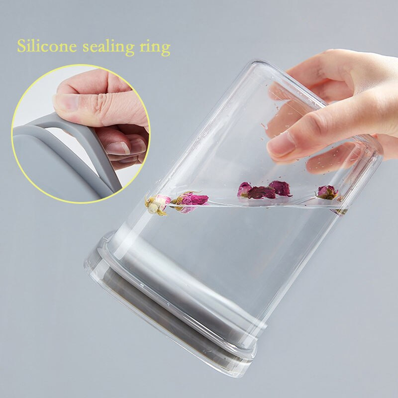 Háztartási átlátszó zárt tégely forgatható tárolódoboz Élelmiszertároló tartály Teljes kiőrlésű, nedvességálló konyhai rendszerező