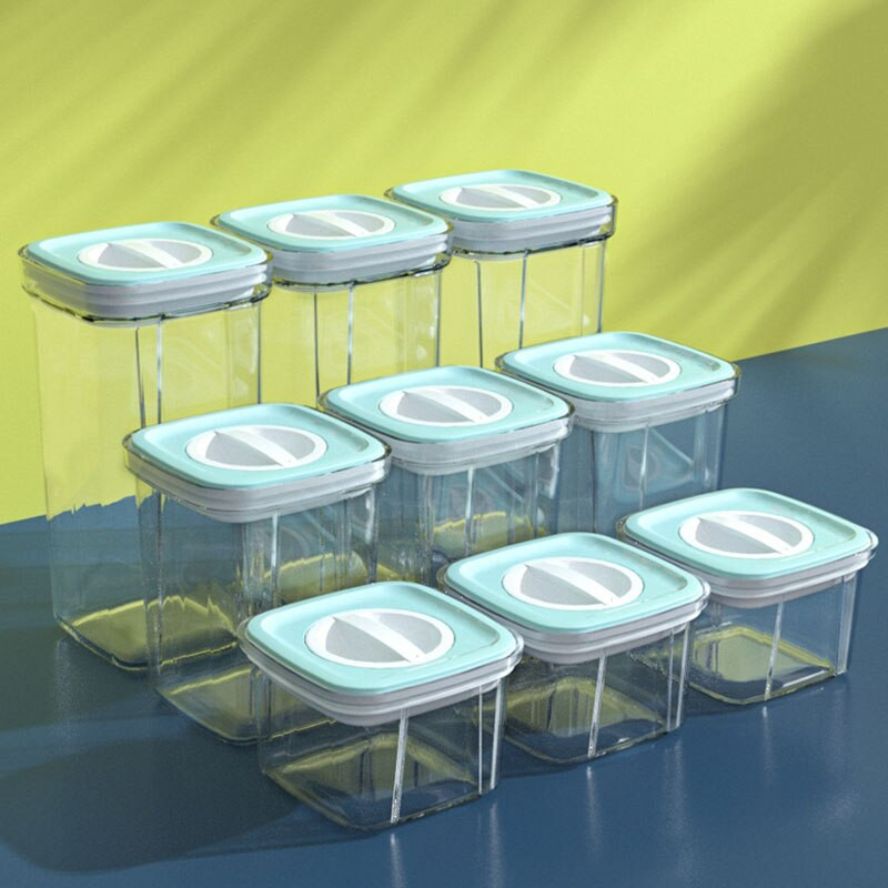 Háztartási átlátszó zárt tégely forgatható tárolódoboz Élelmiszertároló tartály Teljes kiőrlésű, nedvességálló konyhai rendszerező