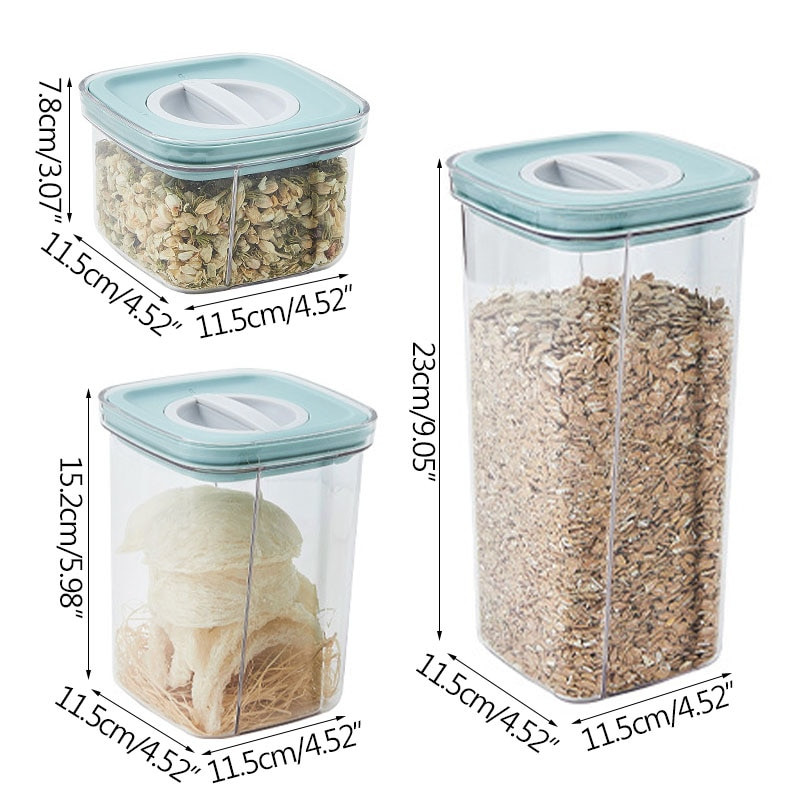 Háztartási átlátszó zárt tégely forgatható tárolódoboz Élelmiszertároló tartály Teljes kiőrlésű, nedvességálló konyhai rendszerező