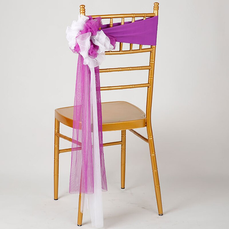 Elastická stuha na krídla stoličky s mašľou, elastická stuha na stoličky, zadné viazacie pásky na párty, obrad, bankety, hotelové potreby, organza, svadobná dekorácia stoličky