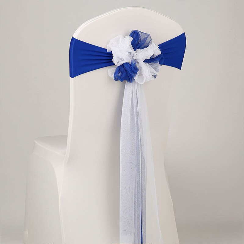 Elastická stuha na krídla stoličky s mašľou, elastická stuha na stoličky, zadné viazacie pásky na párty, obrad, bankety, hotelové potreby, organza, svadobná dekorácia stoličky