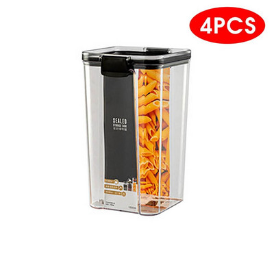 2/4 KOM PET plastične posude za hranu Prozirne kutije za pohranu suhe hrane koje se mogu slagati Kuhinjski zatvoreni spremnici za špagete