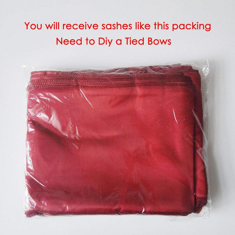 Veleprodaja 10KOM Vinocrvena satenska vrpca za stolice s mašnama za svadbene domjenke i bankete 6,7"X 108" (17X275CM) SCS15302