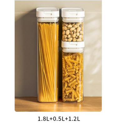 Комплект пластмасови контейнери за хранителен клас за брашно, зърнени храни, спагети, тестени изделия, голям, херметичен, непропусклив, сух буркан за захар