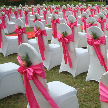Χονδρική 10 ΤΕΜ. Σκούρο μοβ Σατέν Φιόγκος Καρέκλας Κορδέλα για Διακόσμηση Δεξιώσεων Γάμου 6,7\