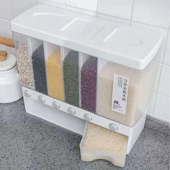 Монтирана на стена домашна запечатана кутия за съхранение на ориз Контейнер за зърнени храни Дозатор за суха храна Буркан за съхранение на зърно Кухненски органайзер за съхранение