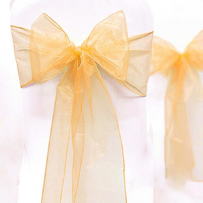 25 buc./lot noi caneluri pentru scaune din organza cu fundă Articole pentru nuntă și evenimente pentru decorare pentru petreceri