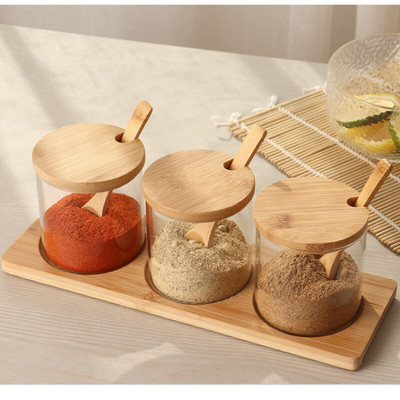 Kreativni kuhinjski spremnici od 3 komada Sezonski spremnici s poklopcem za žlicu Stanje Dozator Začin Papar Sol Staklenka za pohranu