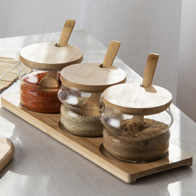 Kreativni kuhinjski spremnici od 3 komada Sezonski spremnici s poklopcem za žlicu Stanje Dozator Začin Papar Sol Staklenka za pohranu