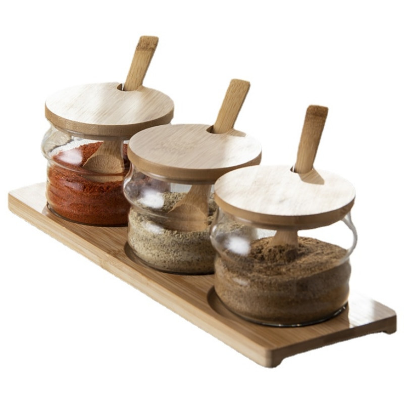 Kreativni kuhinjski spremnici od 3 komada Sezonski spremnici s poklopcem za žlicu Stanje Dozator Začin Papar Sol Staklenka za pohranu