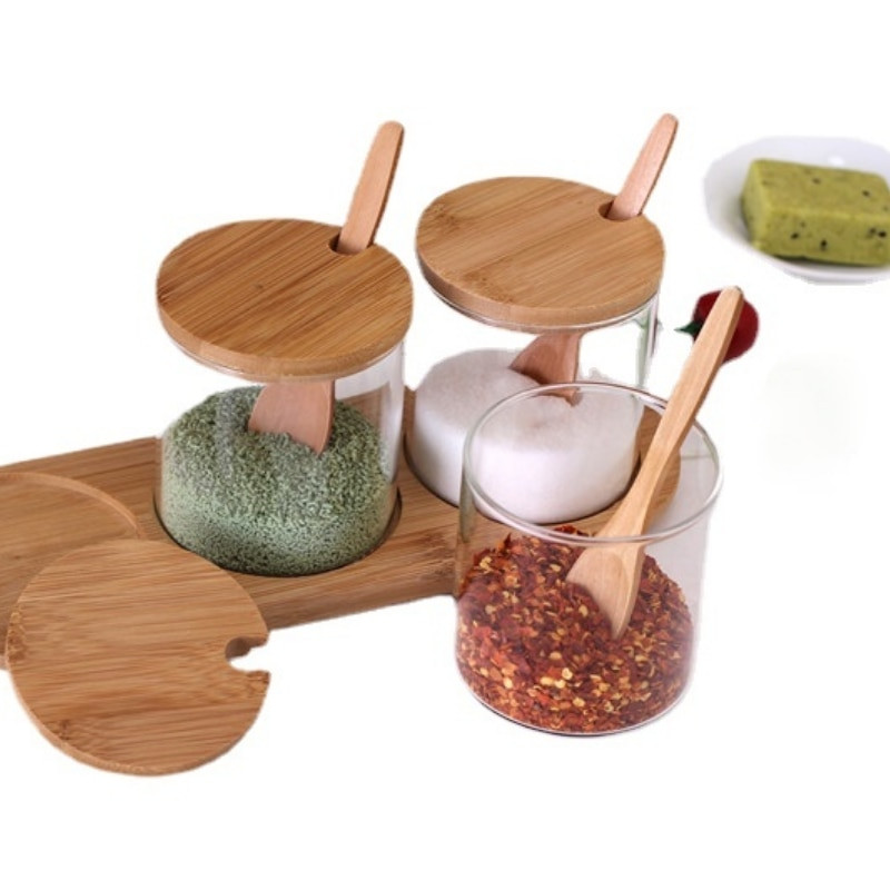 Kreativni kuhinjski spremnici od 3 komada Sezonski spremnici s poklopcem za žlicu Stanje Dozator Začin Papar Sol Staklenka za pohranu