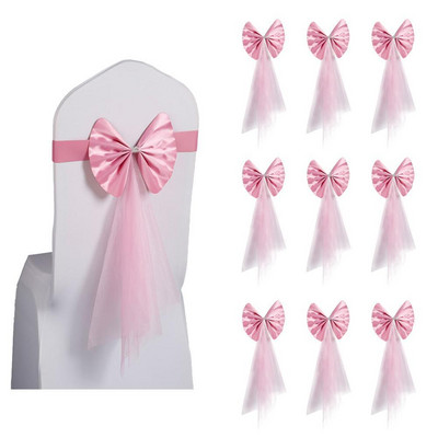 10 bucăți pentru scaune cu papion capac pentru banchet de nuntă, benzi pentru scaune, accesorii pentru petreceri pentru decorarea nunții