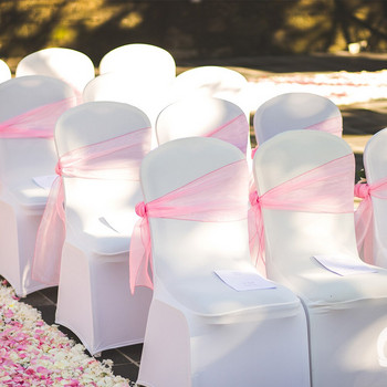25Pcs Sheer Organza Chair Sashes Bow Cover Band Νυφική καρέκλα ντους Σχέδιο Διακόσμηση δεξίωσης γάμου