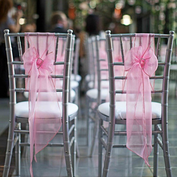 25Pcs Sheer Organza Chair Sashes Bow Cover Band Νυφική καρέκλα ντους Σχέδιο Διακόσμηση δεξίωσης γάμου
