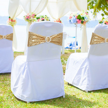 10τμχ Φύλλα καρέκλας Φιόγκος γκλίτερ Καρέκλα γάμου Spandex Band Tie Premium Elegant Bling Πολύχρωμο φύλλο καρέκλας Γάμος Διακόσμηση ξενοδοχείου