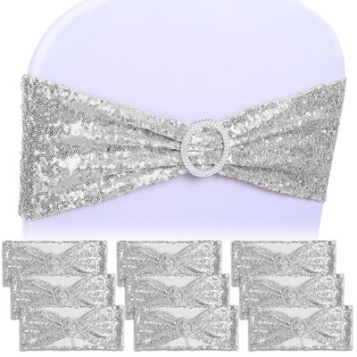 10 buc. Cerceve pentru scaun Arc cu sclipici pentru scaun de nuntă pentru cravată din spandex, elegantă, colorată, pentru decorarea hotelului de nuntă