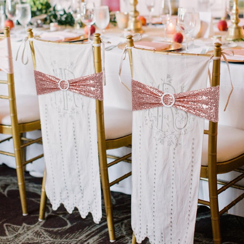 10 buc. Cerceve pentru scaun Arc cu sclipici pentru scaun de nuntă pentru cravată din spandex, elegantă, colorată, pentru decorarea hotelului de nuntă