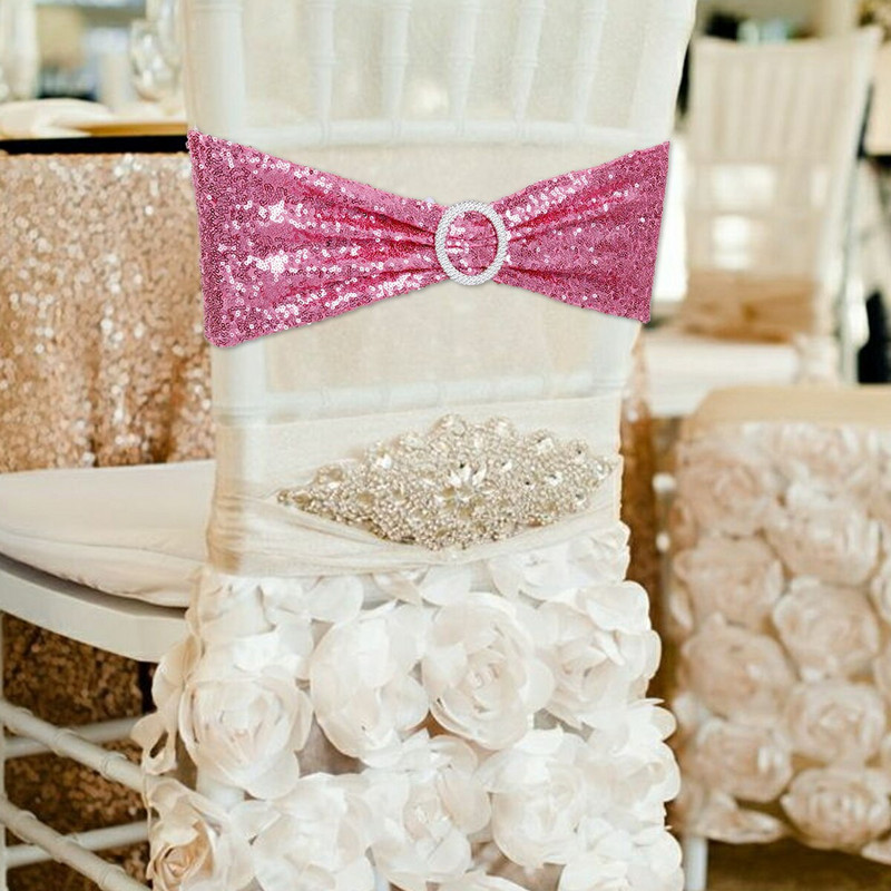 10 buc. Cerceve pentru scaun Arc cu sclipici pentru scaun de nuntă pentru cravată din spandex, elegantă, colorată, pentru decorarea hotelului de nuntă