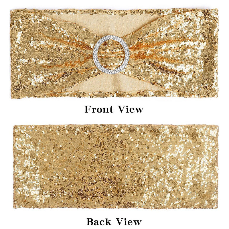 10 buc. Cerceve pentru scaun Arc cu sclipici pentru scaun de nuntă pentru cravată din spandex, elegantă, colorată, pentru decorarea hotelului de nuntă