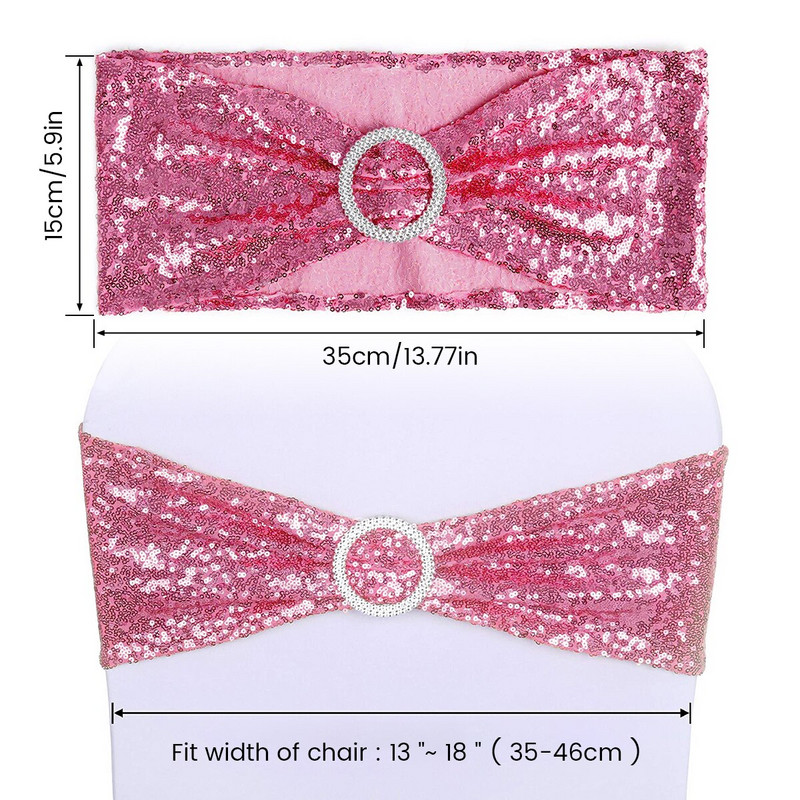 10 buc. Cerceve pentru scaun Arc cu sclipici pentru scaun de nuntă pentru cravată din spandex, elegantă, colorată, pentru decorarea hotelului de nuntă