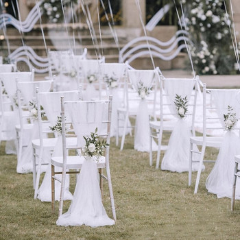 5 ΤΕΜ. Διακόσμηση καρέκλας γάμου Sashes Ties DIY τούλι πάρτι ξενοδοχείου Καρέκλα γενεθλίων Φιόγκοι Κόμπος Εκδήλωση Συμπόσιο Διακόσμηση καρέκλας παραλίας