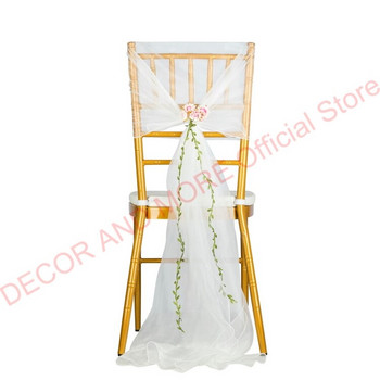 10 ΤΕΜ/ΛΟΤ Διακόσμηση Φύλλα καρέκλας Organza εξωτερικού χώρου με συμπόσιο λουλουδιών Καπάκι καρέκλας γάμου Καπάκι μασίφ καρέκλα