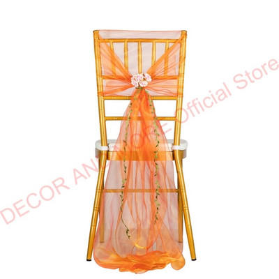 10PCS/LOT Dekoracija Vanjski pojas od organze stolice s cvijećem Banquet hotelske kape za vjenčane stolice Pune navlake za stolice
