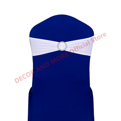 50 DB poliészter spandex székkötők Hotel bankett dekoráció székszárnyak csattal Lycra székszalagok masnik Esküvői székhuzatok