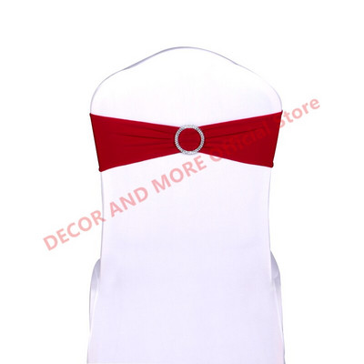 50 DB poliészter spandex székkötők Hotel bankett dekoráció székszárnyak csattal Lycra székszalagok masnik Esküvői székhuzatok